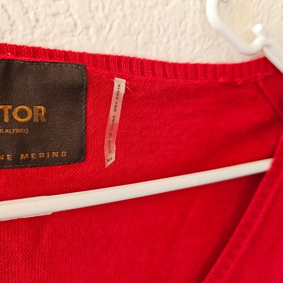 VICTOR Alfaro - Extra Fine Merino - Red Sweater - V Neck - Size XL - Picture 4 of 6